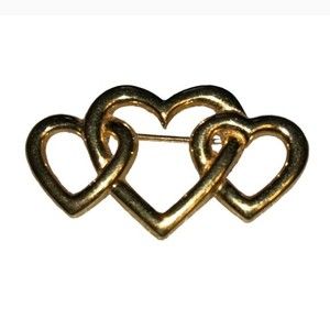 Vintage Napier brooch triple heart Gold filled 1.5”